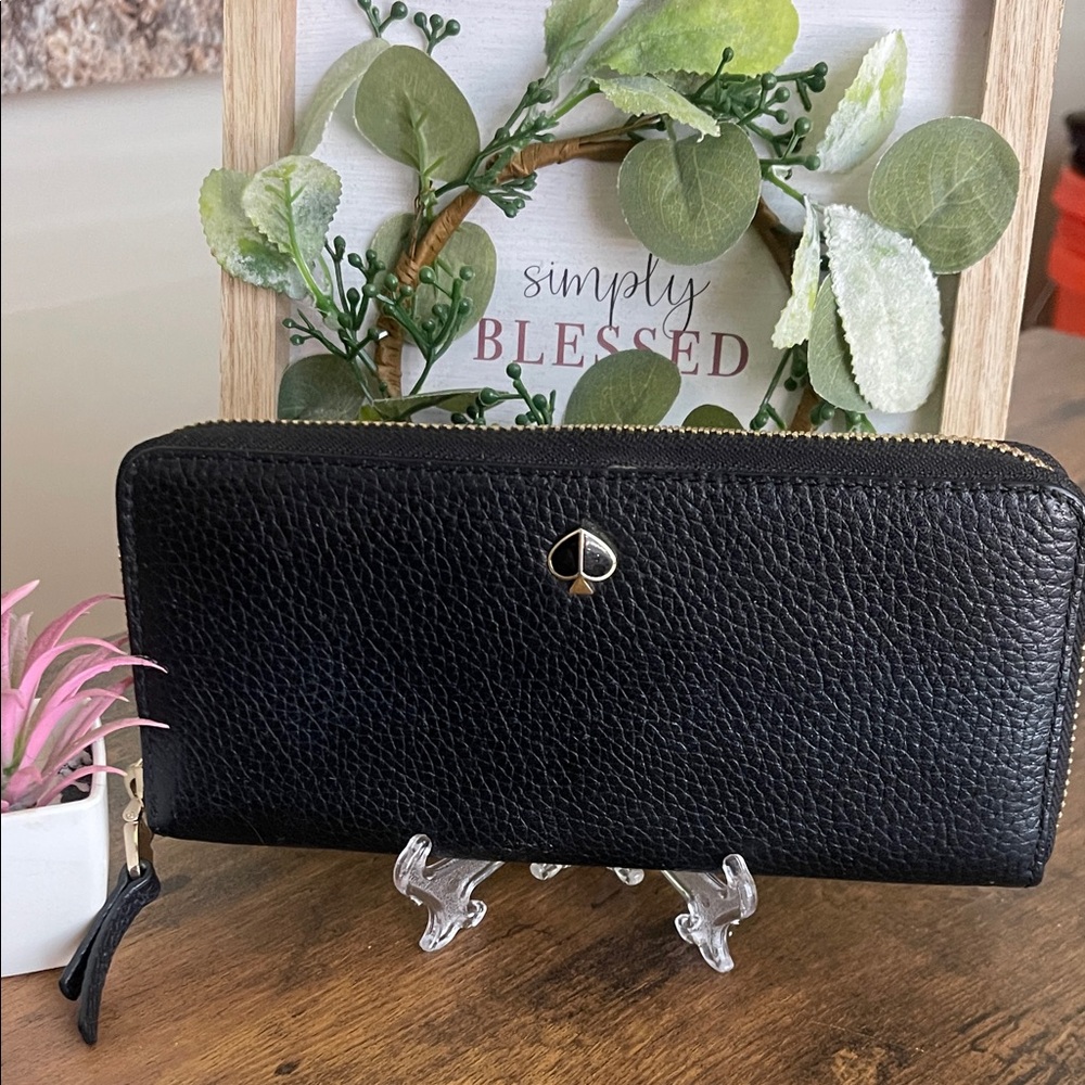 Kate Spade Black Pebble Leather Wallet